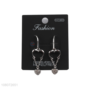 Top selling silver heart shape pendant women earrings