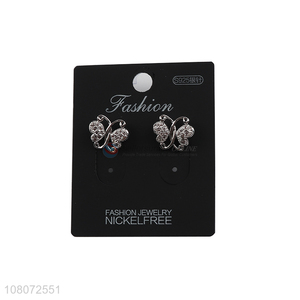 Low price silver butterfly shape women fashion earrings