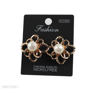 Popular products women metal earrings with pearls