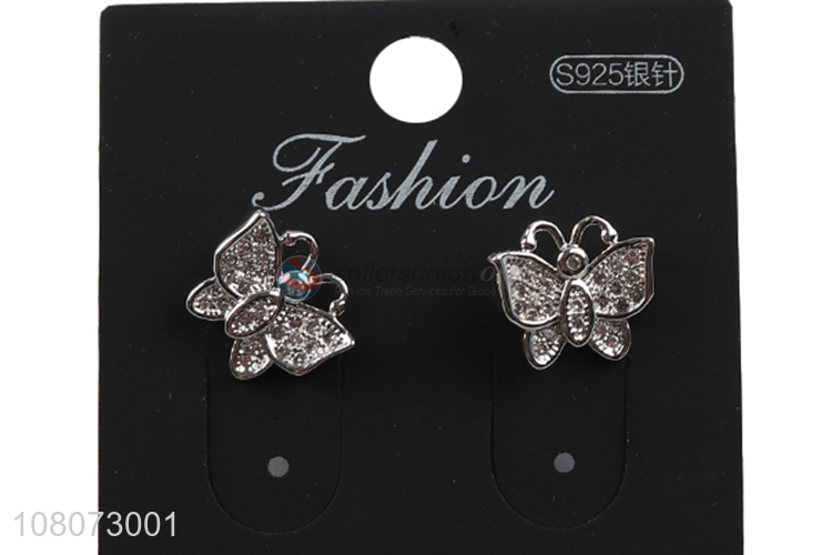 Hot selling silver butterfly pendant women earrings wholesale