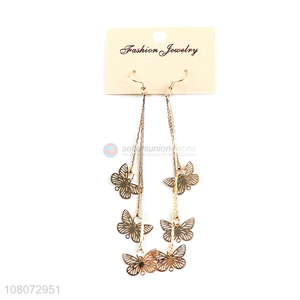 Most popular butterfly shape pendant long earrings for women