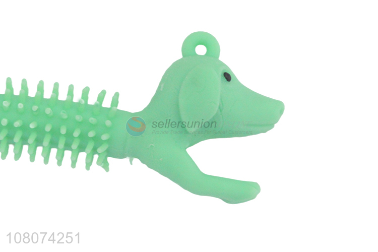 Yiwu supplier green cartoon caterpillar elastic toy vent toy