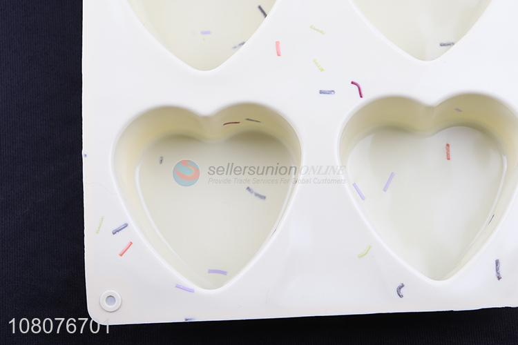 Good quality 6-cavity heart shape food grade silicone cake mould bakeware