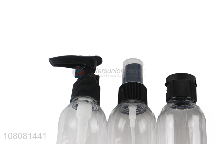 Wholesale empty travel bottle set cosmetic plastic spray bottle set