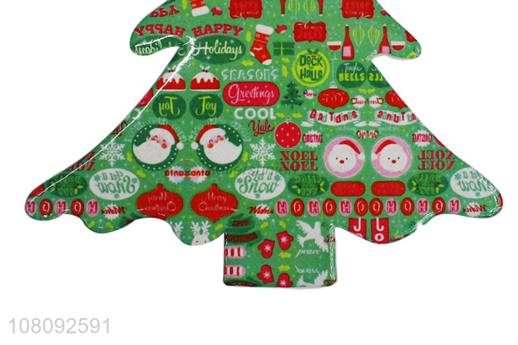 China supplier Christmas tree shape ceramic cup mats Xmas cork coaster