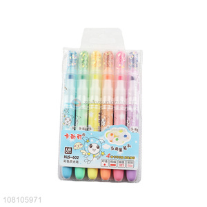 High quality eco-friendly 6colors stationery highlighter pen