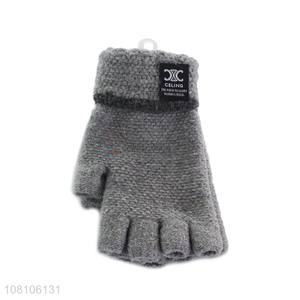 Factory direct sale gray half-finger gloves men winter gloves