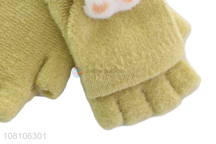 China supplier yellow half-finger gloves warm gloves for girls