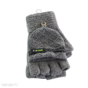 Cheap price grey knitted gloves winter warm gloves for men