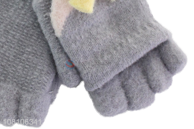 Low price ladies knitted half-finger gloves winter gloves