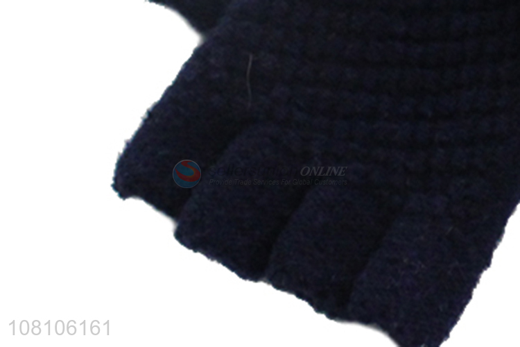 Online wholesale blue knitted gloves men winter warm gloves