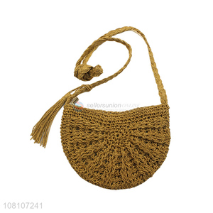 Hot Sale Trendy Straw Woven Shoulder Bag Ladies Bag With Tassel