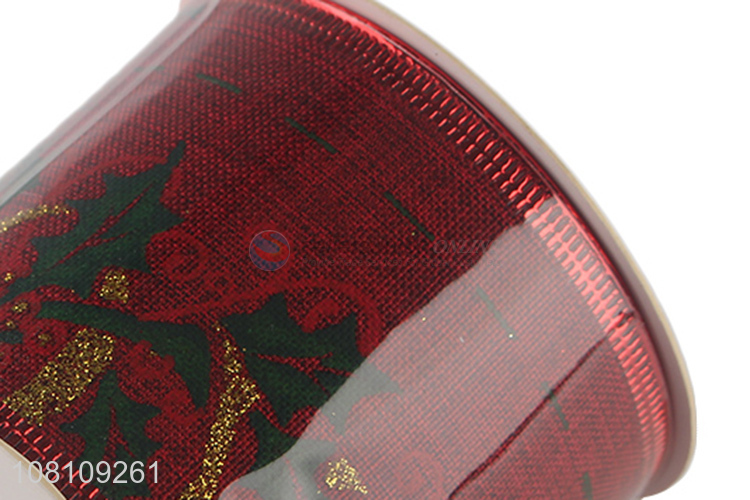 New arrival decorative wired edge Christmas ribbon roll