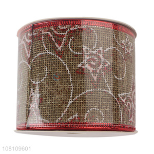 Factory supply holiday decor wired edge Christmas ribbon roll