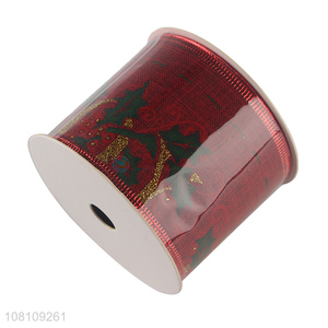 New arrival decorative wired edge Christmas ribbon roll