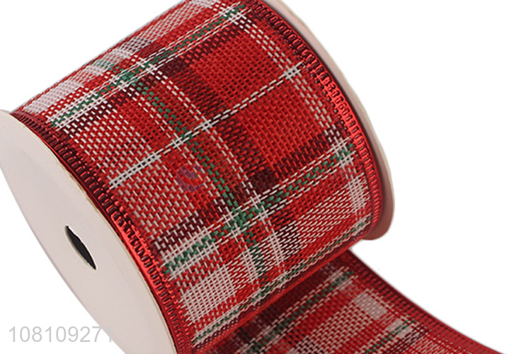 Low price Christmas wired plaid ribbon for decoration