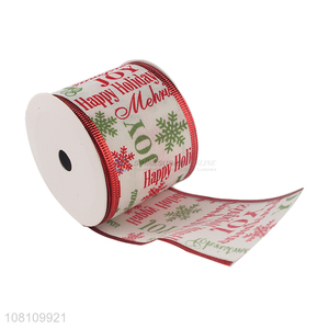 Most popular creative printed wired Christmas tree ribbons