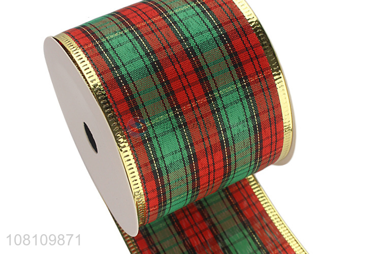 Low price wired check pattern ribbon Christmas plaid ribbon