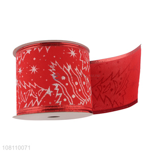 Yiwu market wired edge Christmas tree ribbon for decoration