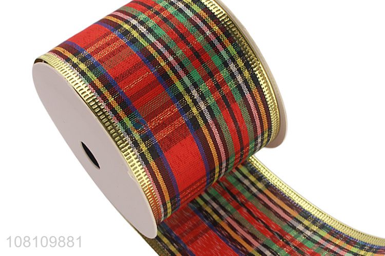 Online wholesale Christmas ribbons wired edge plaid ribbons