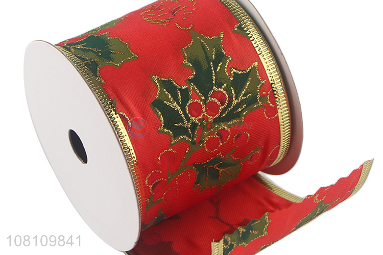 Hot items wired fabric Christmas ribbon for party decoration