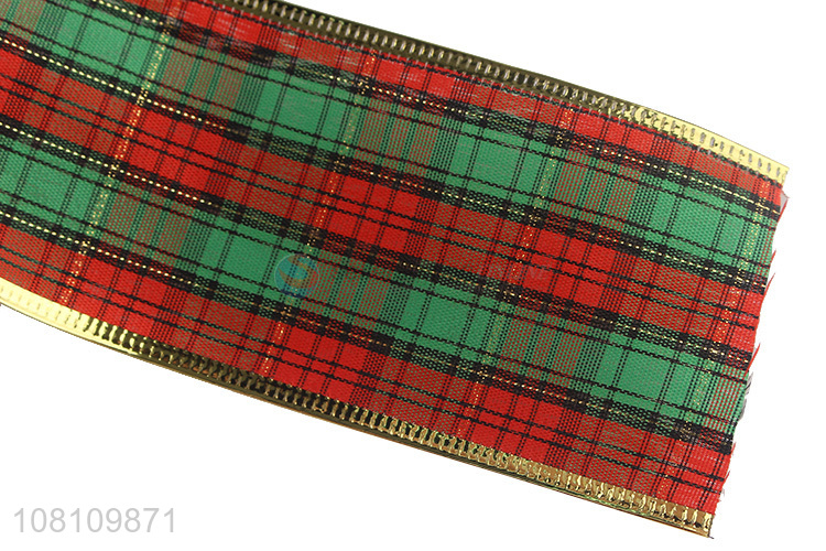 Low price wired check pattern ribbon Christmas plaid ribbon