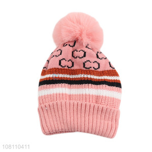 Yiwu wholesale kids pink comfortable knit beanies