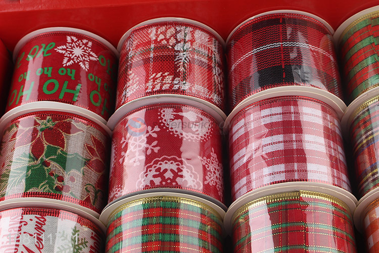 China Factory Supplies Christmas Printed Christmas Ribbons Set