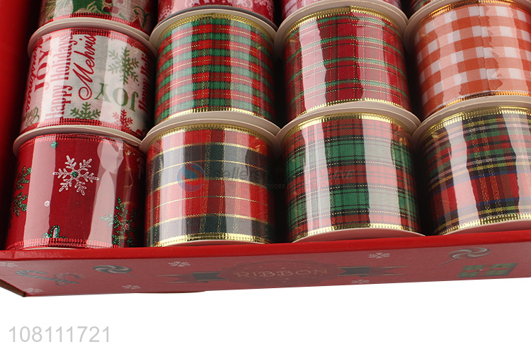 China Factory Supplies Christmas Printed Christmas Ribbons Set