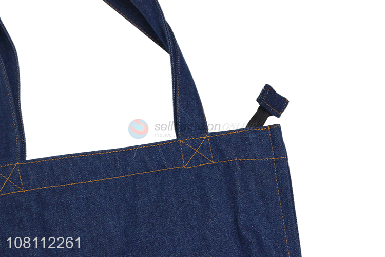 Online wholesale letter printed denim tote bag jean shopping bag