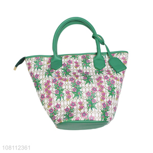 High quality flower printed pvc tote bag spring summer handbag