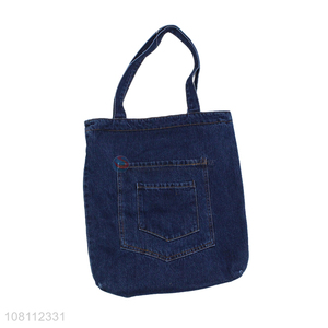 High quality simple casual handbag denim shoulder bag for women
