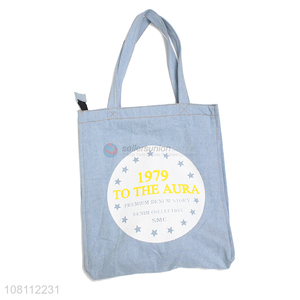 Wholesale popular reusable denim tote bag handbag shoulder bag