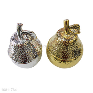 New arrival ceramic pear jewelry box fruit shape trinket case