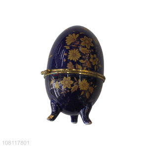 Hot selling ceramic egg shaped trinket jewelry box wedding gift