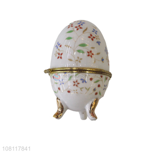 Top product decorative ceramic egg shape jewelry box trinket case