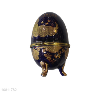 Online wholesale ceramic egg shape jewelry box home ornaments
