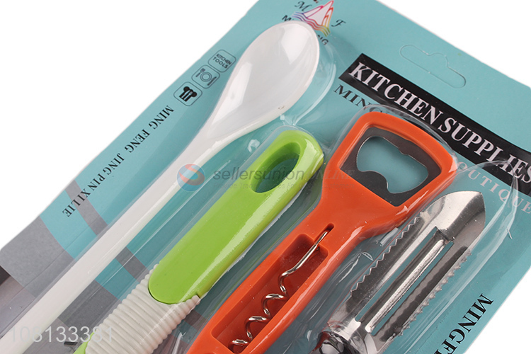 Latest style 4pieces plastic kitchen tools set fruit peeler