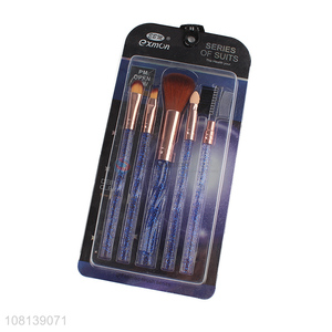 Hot selling blue plastic powder paint ladies beauty brush set