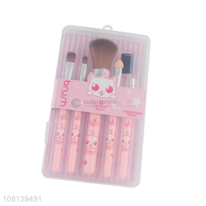 High quality pink cartoon makeup brush set for sale