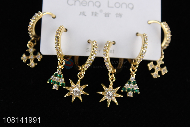 Best selling trendy rhinestone drop earrings set women jewelry