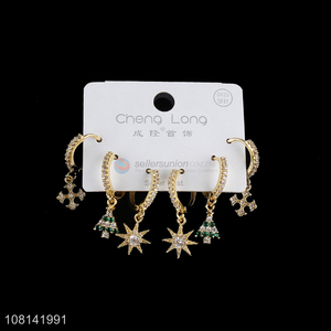 Best selling trendy rhinestone drop earrings set women jewelry