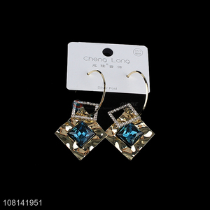 Fashion design silver post statement earrings gem drop earrings