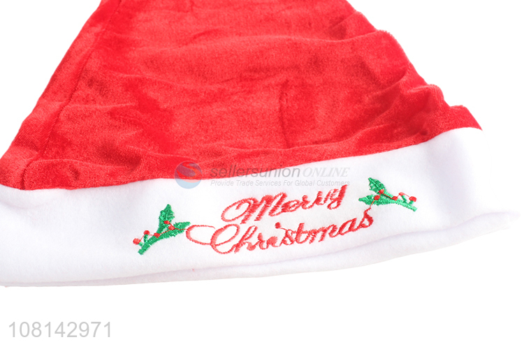 Wholesale unisex embroidered Christmas hat pleuche santa hat