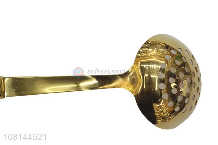 Factory wholesale golden stainless steel slotted spoon