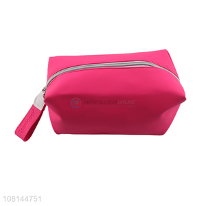 China factory rose red portable makeup bag with zipper