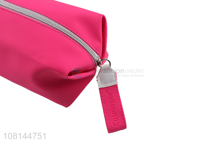 China factory rose red portable makeup bag with zipper