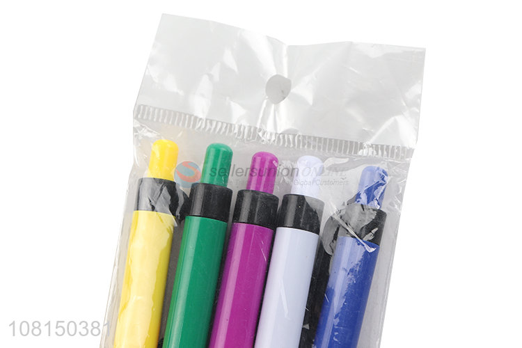 Factory Price 5 Pieces Click Ballpoint Pen Fashion Stationery