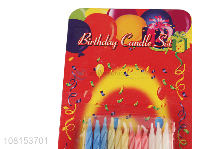 Low price colorful striped spiral birthday cake candle set