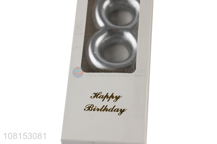 High quality metallic number candle silver birthday candle